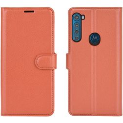Mobigear Classic Motorola One Fusion Plus Hoesje Bookcase Portemonnee - Cognac