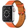 Mobigear Torino Leren Apple Watch Bandje Gespsluiting - 42/41/40/38 mm - Oranje