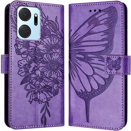 Mobigear Butterfly HONOR X7A Hoesje Bookcase Portemonnee - Paars