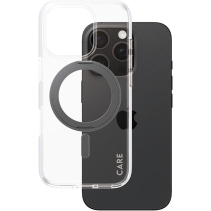CARE by PanzerGlass Feature Case iPhone 16 Pro MagSafe Hoesje Hardcase Backcover - Transparant / Zwart