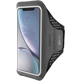 Mobiparts Comfort Fit Telefoonhouder Hardlopen iPhone XR Sport Hoesje Neopreen Sportarmband - Zwart