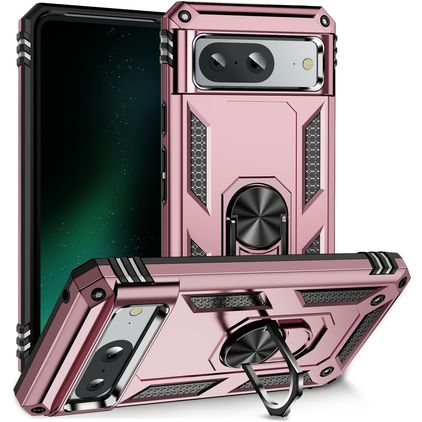 Mobigear Armor Ring Google Pixel 8a Hoesje Hardcase Backcover Shockproof met Ringhouder - Roségoud