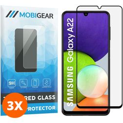 Mobigear Premium Samsung Galaxy A22 4G Glazen Screenprotector - Case Friendly - Zwart (3-Pack)