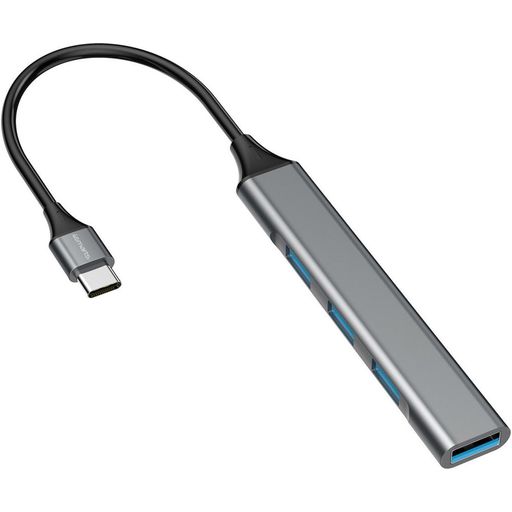 4Smarts 4 in 1 Hub USB-C naar USB-A Hub 0.1 Meter - Spacegrijs