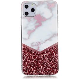 Mobigear Marble iPhone 11 Pro Hoesje Flexibel TPU Backcover - Wit / Rood