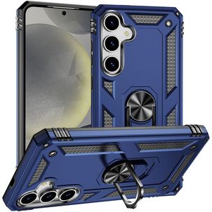 Mobigear Armor ring Samsung Galaxy S25 Hoesje Hardcase Backcover Shockproof met Ringhouder - Blauw