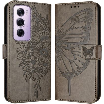Mobigear Butterfly OPPO Reno 12 Pro Hoesje Bookcase Portemonnee - Grijs