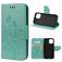 Mobigear Flowers iPhone 12 Mini Hoesje Bookcase Portemonnee - Turquoise