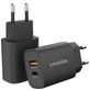 Mobilize Dual USB / USB-C Oplader Power Delivery 25W - Zwart