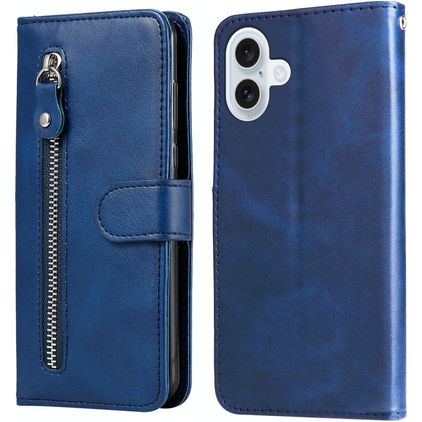 Mobigear Zipper iPhone 17 Hoesje Bookcase Portemonnee - Blauw