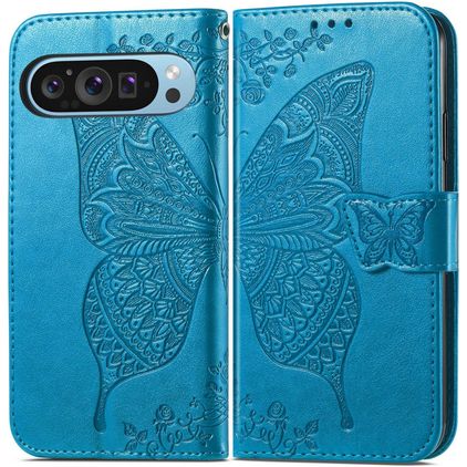 Mobigear Butterfly Google Pixel 10 Pro XL Hoesje Bookcase Portemonnee - Blauw