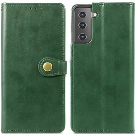 Mobigear Snap Button Samsung Galaxy S21 Plus Hoesje Bookcase Portemonnee - Groen