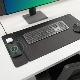 Mobilize PU Leather Desk Mat Draadloze lader Qi Wireless 2 Meter 15W - Zwart