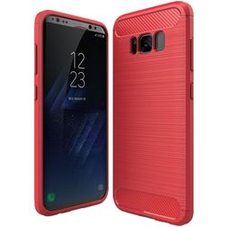 Mobigear Brushed Slim Samsung Galaxy S8 Hoesje Flexibel TPU Backcover - Rood