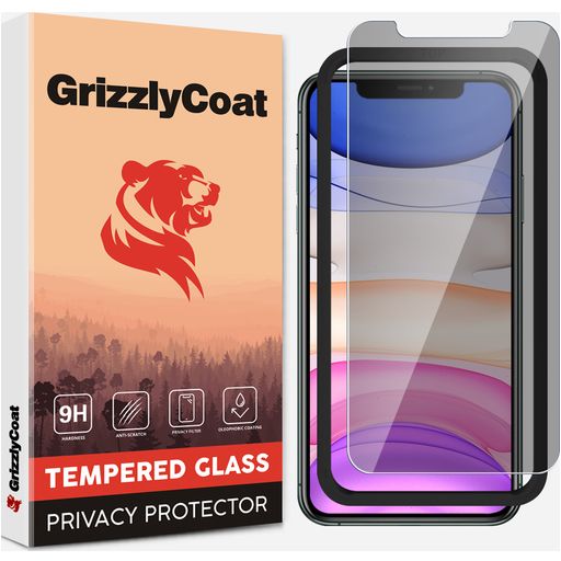 GrizzlyCoat Easy Fit AntiSpy iPhone XS Glazen Screenprotector Privacy - Case Friendly + Installatie Frame