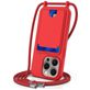 Mobigear Lanyard Card iPhone 16 Pro Max Siliconen Hoesje met koord en Pasjeshouder - Rood