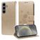 Mobigear Flowers Samsung Galaxy S25 Hoesje Bookcase Portemonnee - Goud