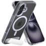 Mobiparts Hardcover Doorzichtig iPhone 16 MagSafe Hoesje Hardcase Backcover met Standaard - Transparant