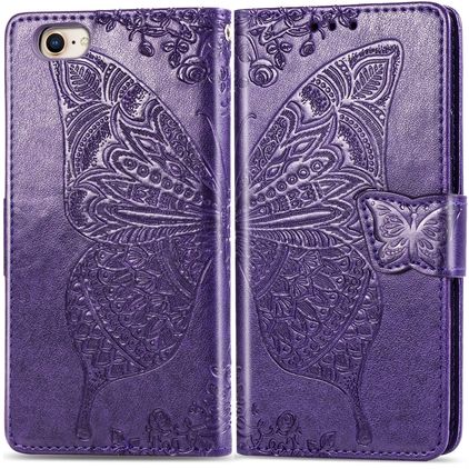 Mobigear Butterfly iPhone SE (2020) Hoesje Bookcase Portemonnee - Paars