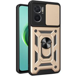 Mobigear Armor Ring Cam Slide Xiaomi Redmi 10 5G Hoesje Hardcase Backcover Shockproof met Ringhouder en Camera Slider - Goud
