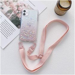 Mobigear Lanyard iPhone 13 Mini Flexibel TPU Hoesje met koord - Roze