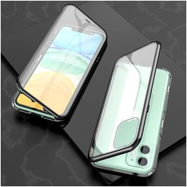 Mobigear GlassGuard iPhone 11 Hoesje Gehard Glas Backcover - Zwart / Transparant