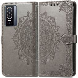 Mobigear Mandala Vivo Y76 Hoesje Bookcase Portemonnee - Grijs