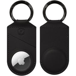Valenta Snap Apple AirTag Hoesje Echt Leer Sleutelhanger - Zwart