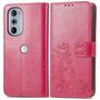 Mobigear Clover Motorola Edge 30 Pro Hoesje Bookcase Portemonnee - Magenta