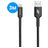 Mobigear Nylon USB-A naar Apple Lightning Kabel MFI 3 m - Zwart