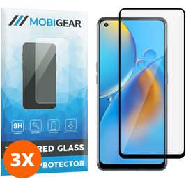 Mobigear Premium OPPO A74 4G Glazen Screenprotector - Case Friendly - Zwart (3-Pack)