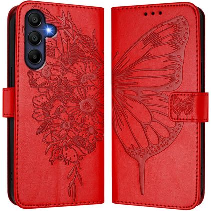 Mobigear Flowers Samsung Galaxy A17 Hoesje Bookcase Portemonnee - Rood