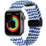 Mobigear Braided Mag Nylon Apple Watch Bandje Magneetsluiting - 42/41/40/38 mm - Wit / Blauw
