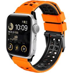 Mobigear Aero Armor Siliconen Apple Watch Bandje Gespsluiting - 49/46/45/44 mm - Oranje / Zwart