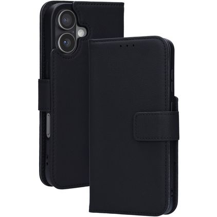 Mobiparts Wallet iPhone 17 MagSafe Hoesje Echt Leer Bookcase Portemonnee - Zwart
