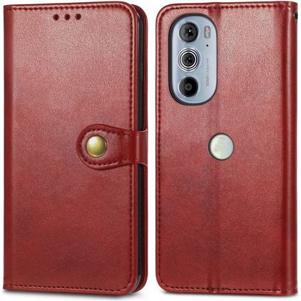 Mobigear Snap Button Motorola Edge 30 Pro Hoesje Bookcase Portemonnee - Rood
