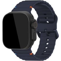 Mobilize Buckle Siliconen Apple Watch Bandje Gespsluiting - 49/46/45/44 mm - Blauw