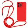 Mobigear Lanyard iPhone 15 Pro Max Siliconen Hoesje met koord - Rood