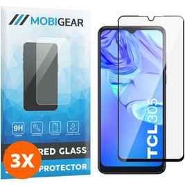 Mobigear Premium TCL 305 Glazen Screenprotector - Case Friendly - Zwart (3-Pack)
