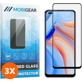 Mobigear Premium OPPO Reno 4 5G Glazen Screenprotector - Case Friendly - Zwart (3-Pack)