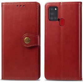 Mobigear Snap Button Samsung Galaxy A21s Hoesje Bookcase Portemonnee - Rood