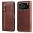 Mobigear Zipper iPhone 17 Pro Hoesje Bookcase Portemonnee - Bruin
