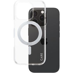 CARE by PanzerGlass Kickstand iPhone 16 Pro MagSafe Hoesje Hardcase Backcover met Standaard - Transparant / Zilver