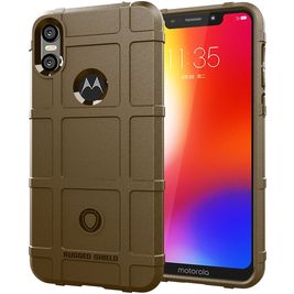 Mobigear Rugged Shield Motorola One Power Hoesje Flexibel TPU Backcover Shockproof - Bruin