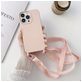 Mobigear Lanyard iPhone 14 Pro Max Siliconen Hoesje met koord - Roze