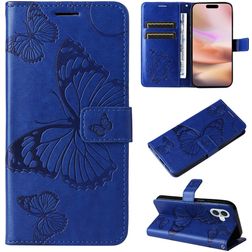 Mobigear Butterfly iPhone 16 Plus Hoesje Bookcase Portemonnee - Blauw