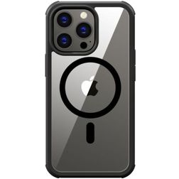 Valenta Full Cover iPhone 14 Pro Max MagSafe Hoesje Gehard Glas Backcover Shockproof - Transparant / Zwart