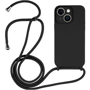 Mobigear Lanyard iPhone 14 Plus Siliconen Hoesje met koord - Zwart