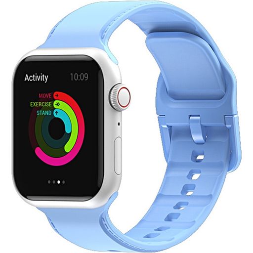Mobigear Dashed Siliconen Apple Watch Bandje Gespsluiting - 42/41/40/38 mm - Blauw