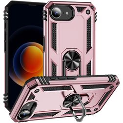 Mobigear Armor Ring iPhone 16e Hoesje Hardcase Backcover Shockproof met Ringhouder - Roségoud